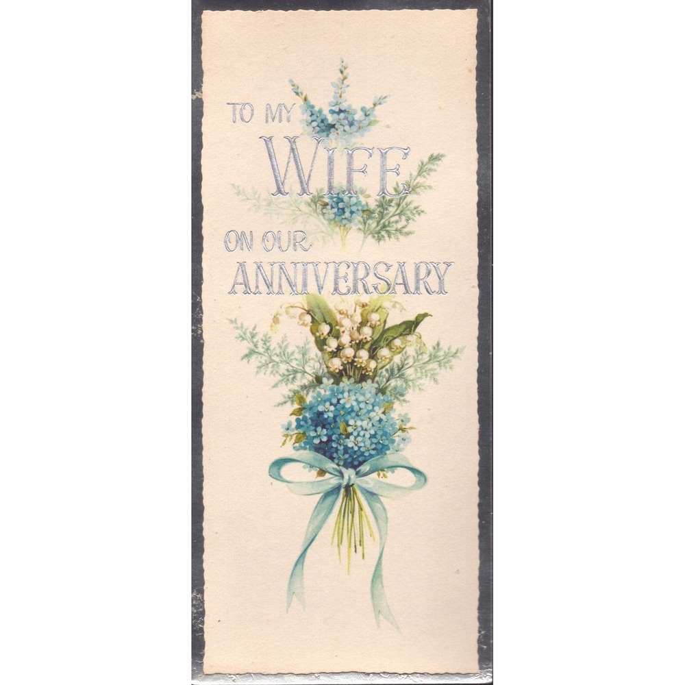 Vintage 1963 Hallmark Anniversary Card To My Wife Floral Hydrangea